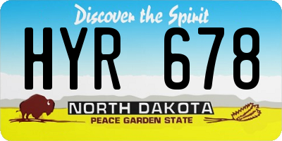 ND license plate HYR678