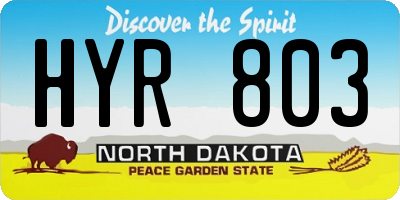 ND license plate HYR803