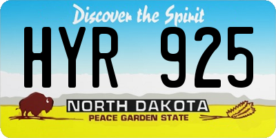 ND license plate HYR925