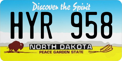 ND license plate HYR958