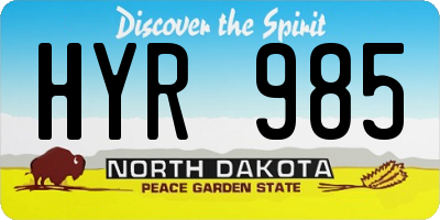 ND license plate HYR985