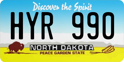 ND license plate HYR990