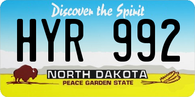 ND license plate HYR992