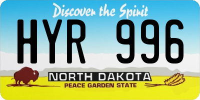 ND license plate HYR996