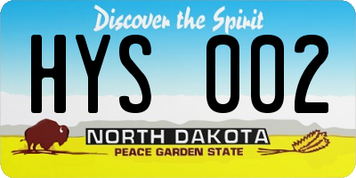 ND license plate HYS002