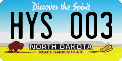 ND license plate HYS003
