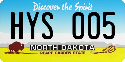 ND license plate HYS005