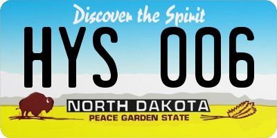 ND license plate HYS006