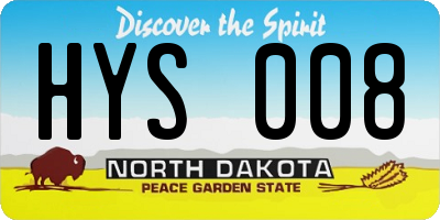 ND license plate HYS008