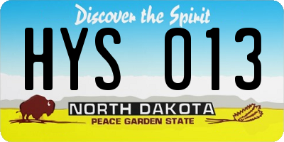 ND license plate HYS013