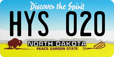 ND license plate HYS020