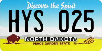 ND license plate HYS025