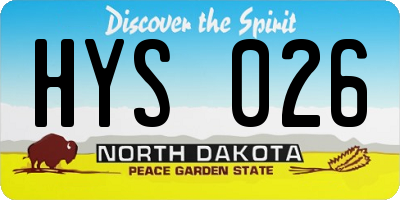 ND license plate HYS026
