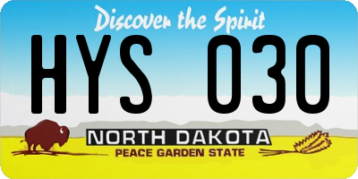 ND license plate HYS030