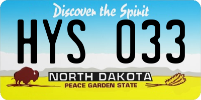 ND license plate HYS033