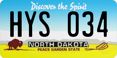 ND license plate HYS034