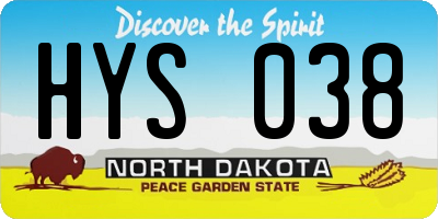 ND license plate HYS038