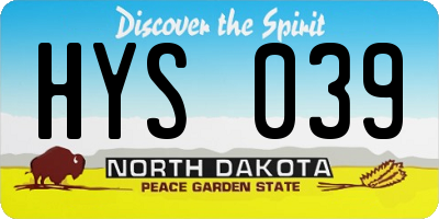 ND license plate HYS039