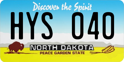 ND license plate HYS040