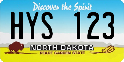 ND license plate HYS123