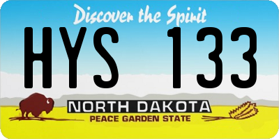 ND license plate HYS133