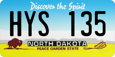 ND license plate HYS135