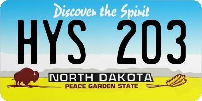 ND license plate HYS203