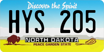 ND license plate HYS205