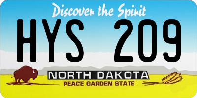 ND license plate HYS209