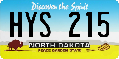 ND license plate HYS215