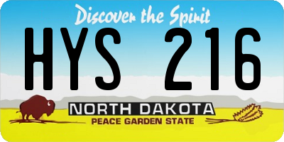 ND license plate HYS216