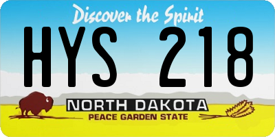 ND license plate HYS218