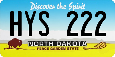 ND license plate HYS222