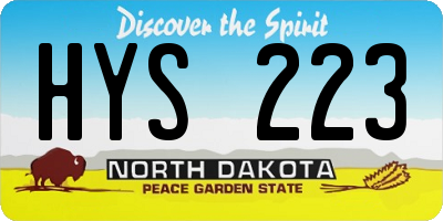 ND license plate HYS223