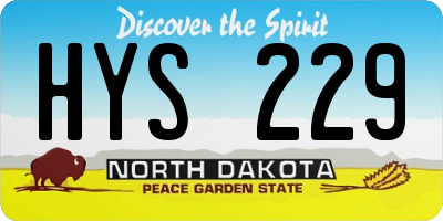 ND license plate HYS229