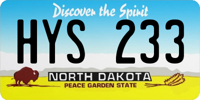 ND license plate HYS233