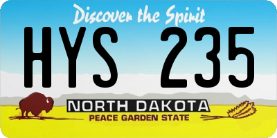 ND license plate HYS235