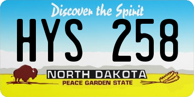 ND license plate HYS258