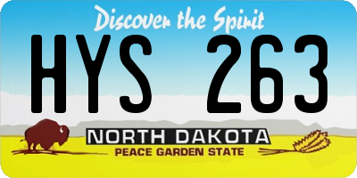 ND license plate HYS263