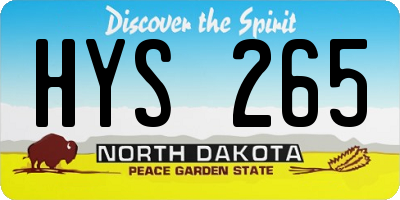ND license plate HYS265