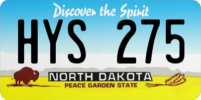 ND license plate HYS275