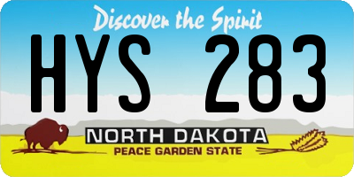 ND license plate HYS283