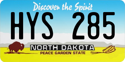ND license plate HYS285