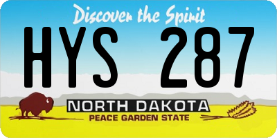 ND license plate HYS287