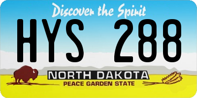 ND license plate HYS288
