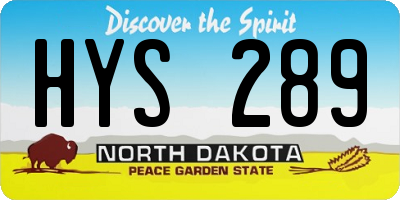 ND license plate HYS289