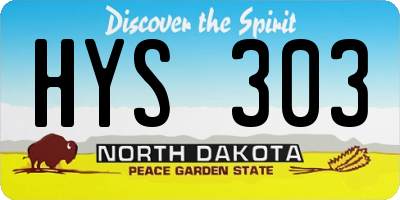 ND license plate HYS303