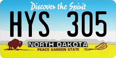 ND license plate HYS305