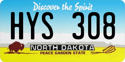 ND license plate HYS308