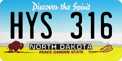 ND license plate HYS316